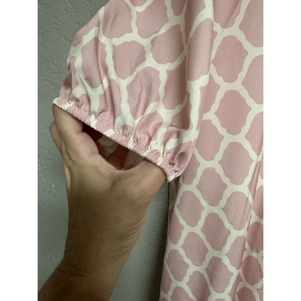 Women's Emery Rose Pink White Patterned Midi Dress S